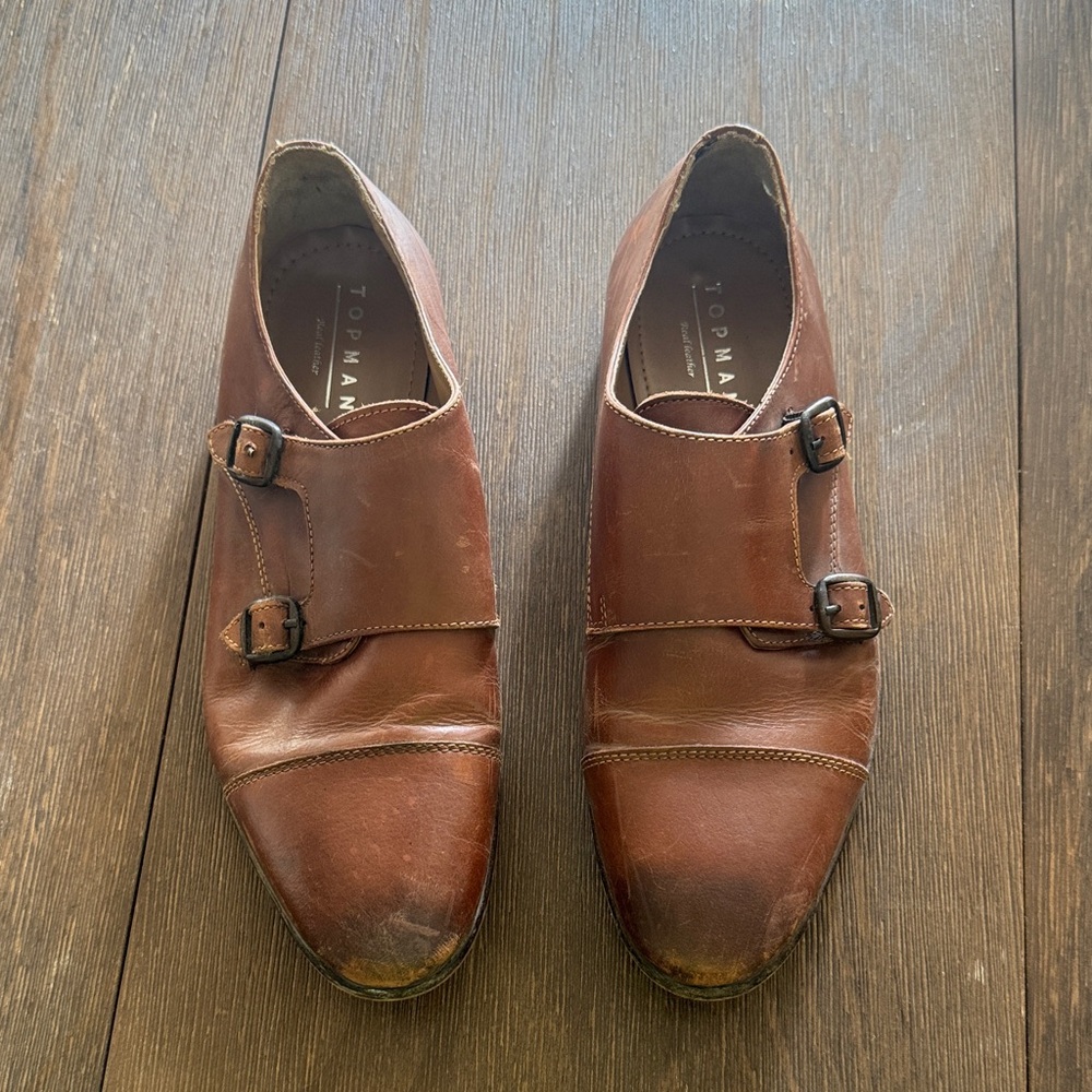 Topman Men's Tan Double Monk Strap Oxfords